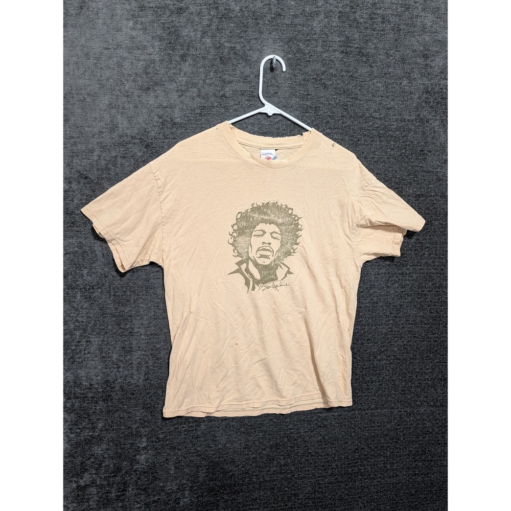 Vintage Jimi Hendrix Graphic T-Shirt Peach Tennessee River Distressed Large